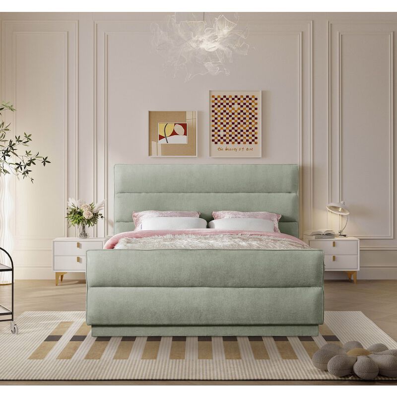 Meridian Furniture Paxton Mint Chenille Fabric Queen Bed