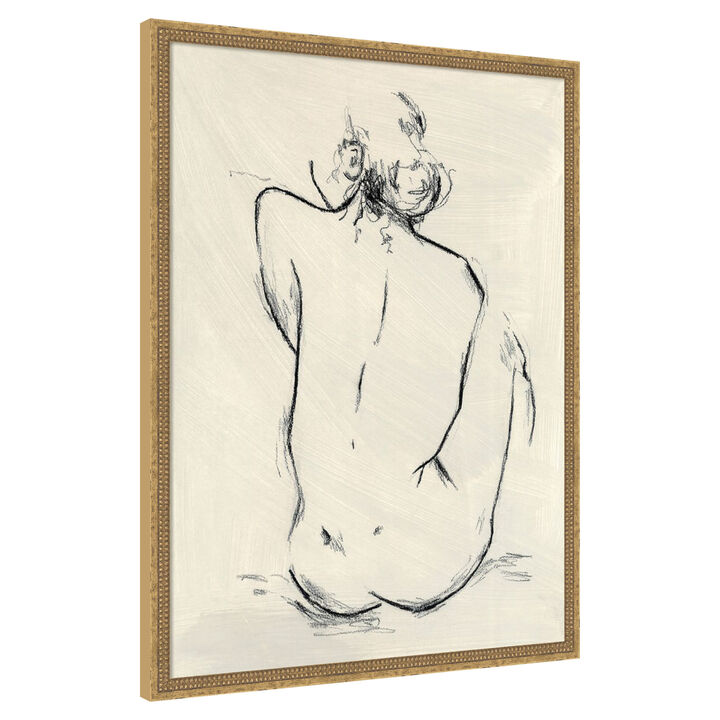 Girl Sitting by Chloe Elliott Framed Canvas Wall Art