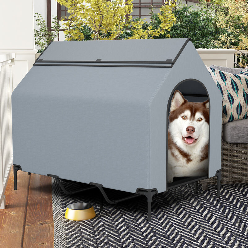 Outdoor Elevated Pet House with Ventilated Windows for Better Airflow