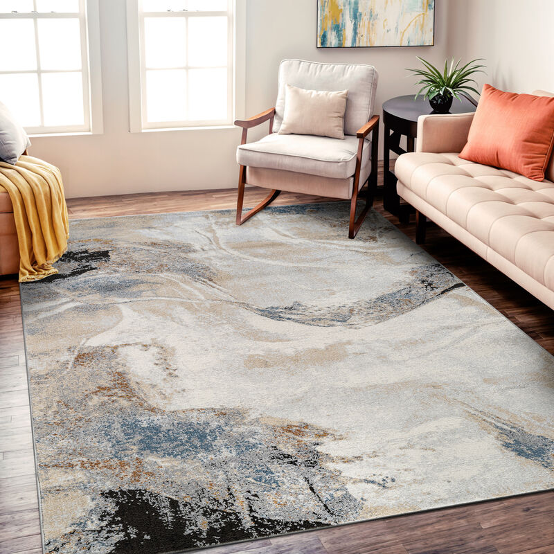 World Rug Gallery Neutral Desert Drift Area Rug for Living Room, Entryway, or Family Spaces &ndash; Easy to Clean and Comfortable Underfoot image number 7