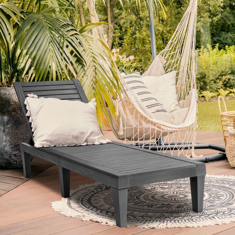 Set of 2 Patio Chaise Lounge Chairs with 5-Level Adjustable Backrest image number 3