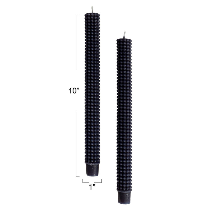 Hobnail Taper Candles in Box, Navy Blue, Set of 2
