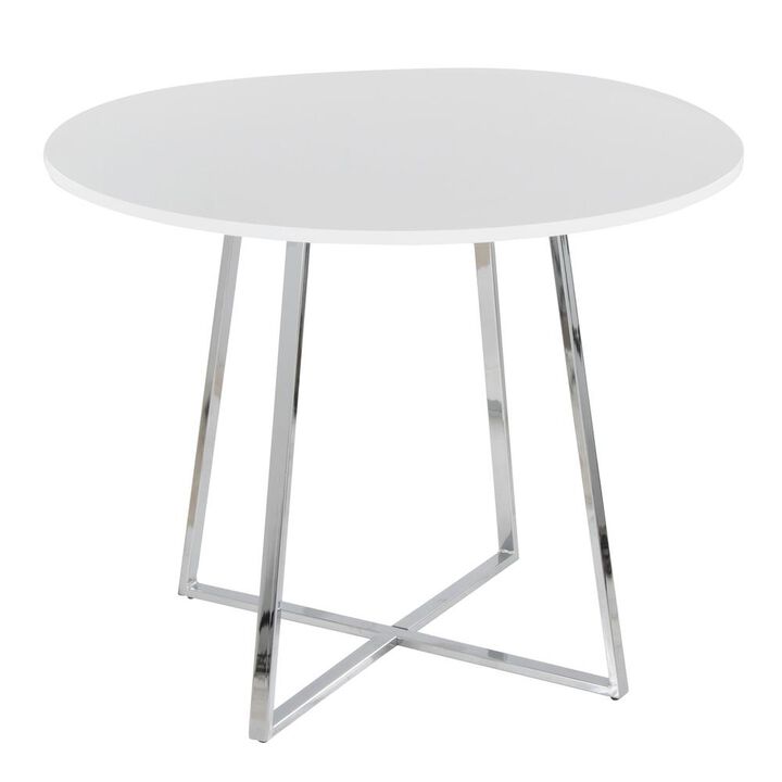 LumiSource Chrome Metal, White MDF Canary Cosmo Dining Table