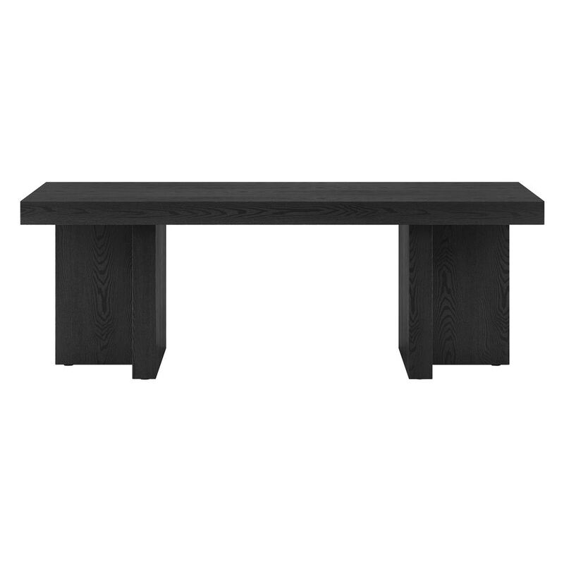 Hudson&Canal Dimitra 44 Wide Rectangular Coffee Table in Black Grain