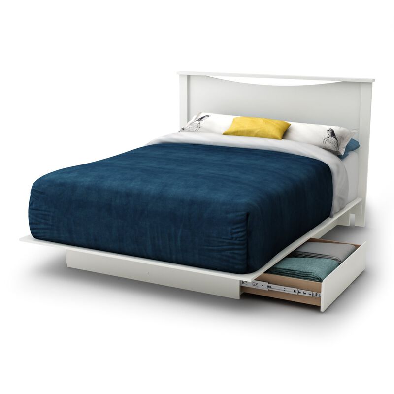 Hivvago Full size White Modern Platform Bed Frame with 2 Storage Drawers