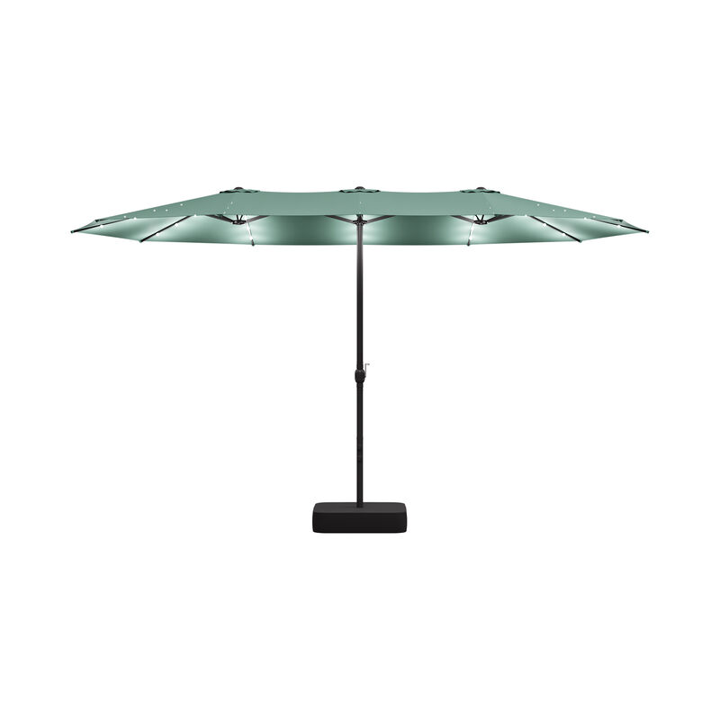 FUFU&GAGA 15-ft x 9-ft Mint Green Outdoor Cantilever Umbrella with Solar Panel, Base & Lights, Iron Frame Large Outdoor Offset Sunshade image number 0