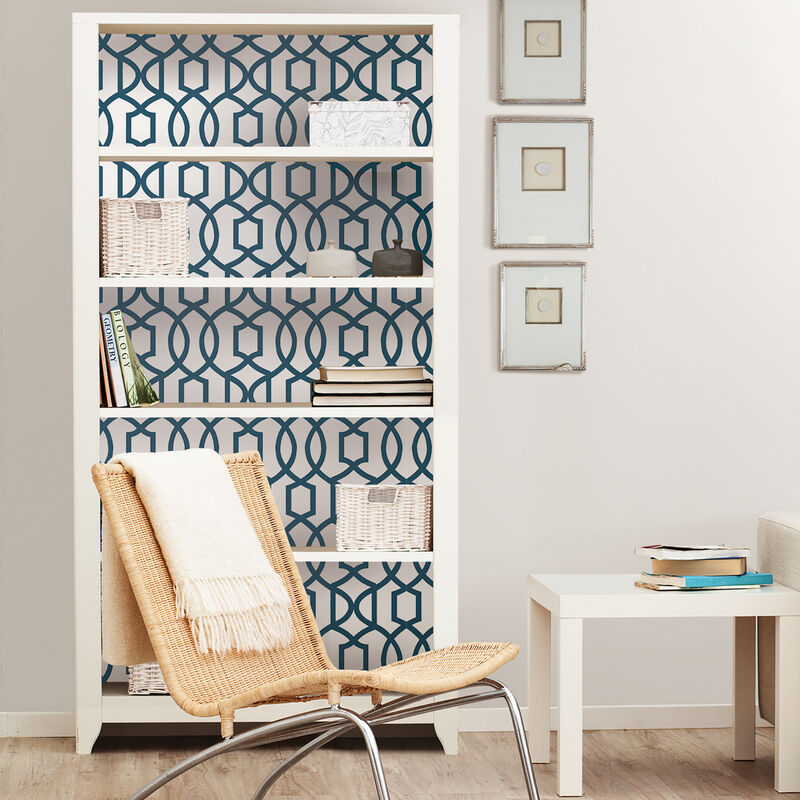 Navy Grand Trellis Peel & Stick Wallpaper image number 4