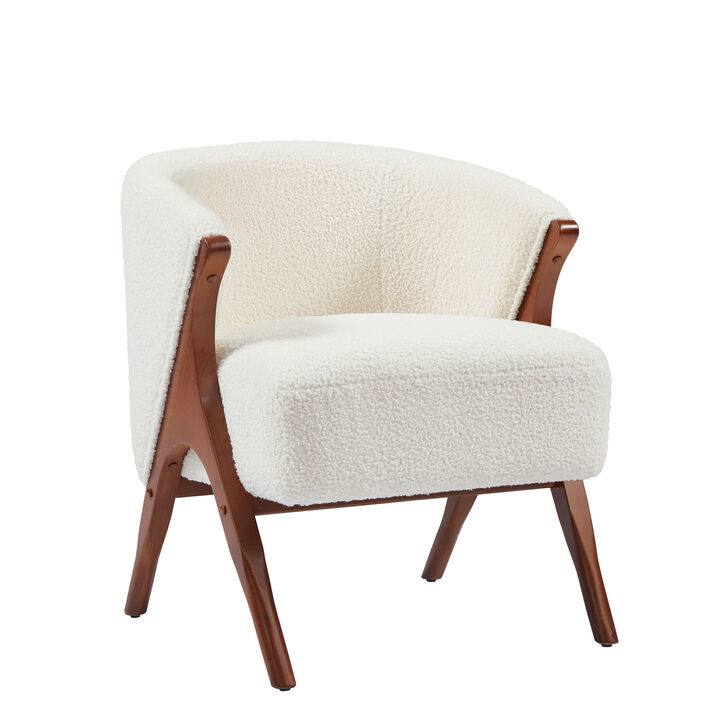Merax Solid Wood A-Frame Armchair with Wrap-Around Backrest & Thick Cushion