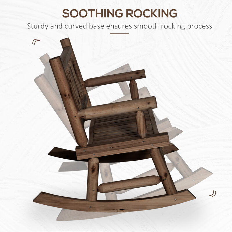 Hivvago Wooden 2-Person Rocking Chair with Wide Seats image number 3