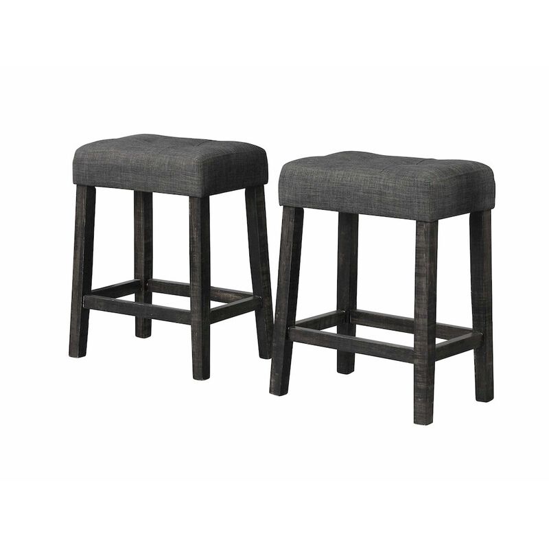 Best Master Furniture Yosef 24 Wood Counter Stool in Black Charcoal (Set of 2)