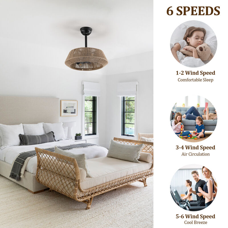 ELEMENT ACE 19 Inch Dimmable Bedroom Ceiling Fan Light with Rope Suspension, Reversible DC Motor, 7 Blades, 4 Bulb Capacity, Remote and App Controlled image number 5