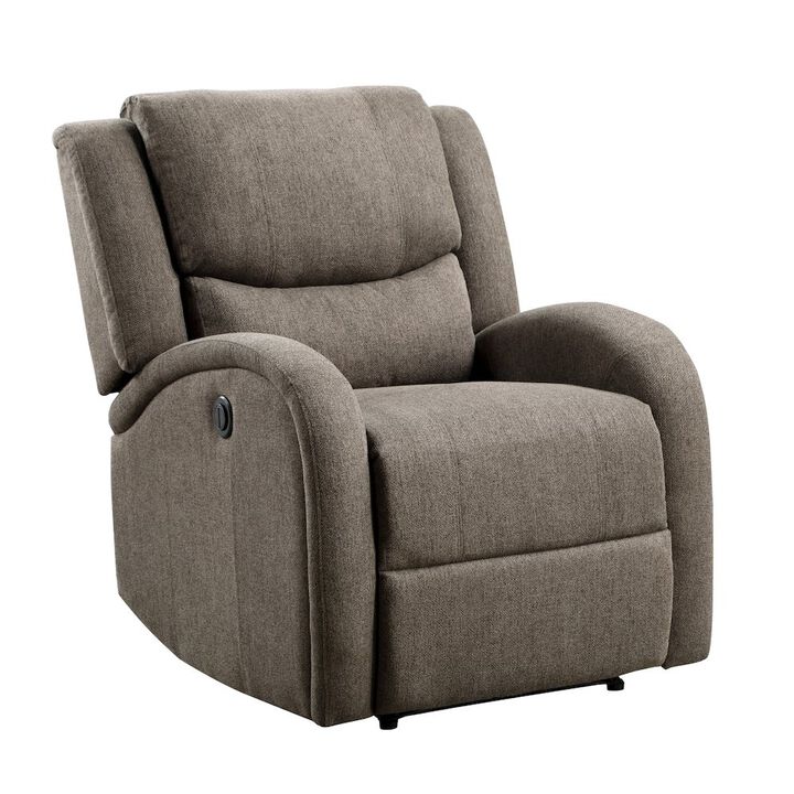 Lexicon Foxcroft Textured Fabric Power Reclining Chair in Brown