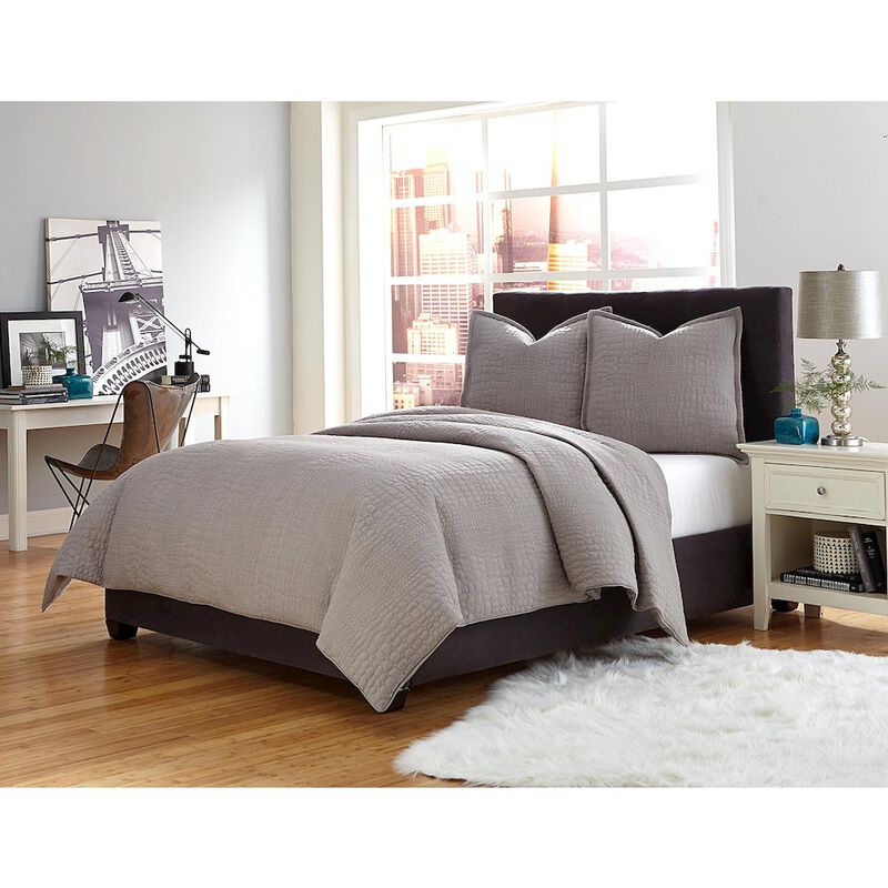 Michael Amini Trent 3-Piece King Coverlet/DuvetSet - Gray