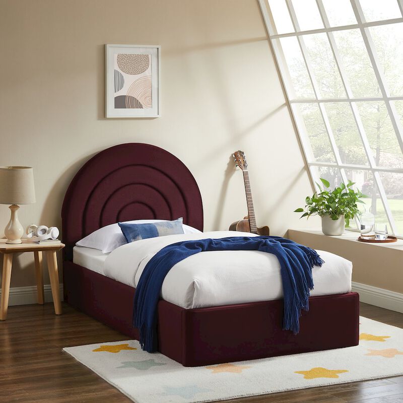 Solana Arched Performance Velvet Twin Platform Bed image number 7