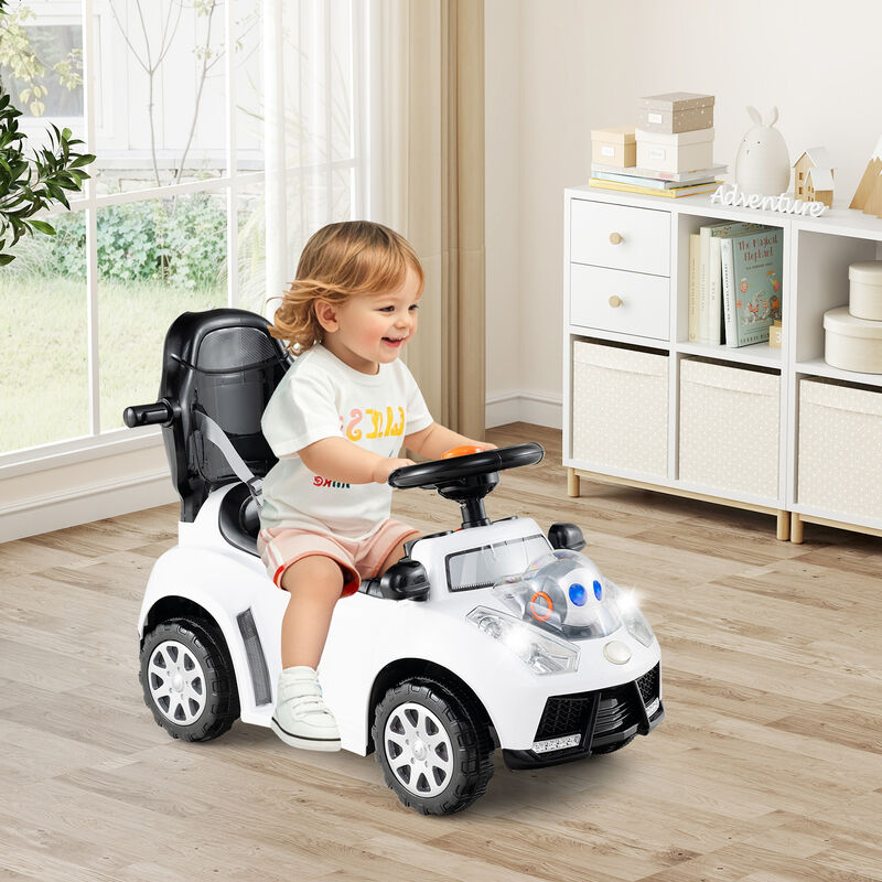 3-in-1 Toddler Ride-On Push Car with Canopy, Seat Belt and Footrest image number 3