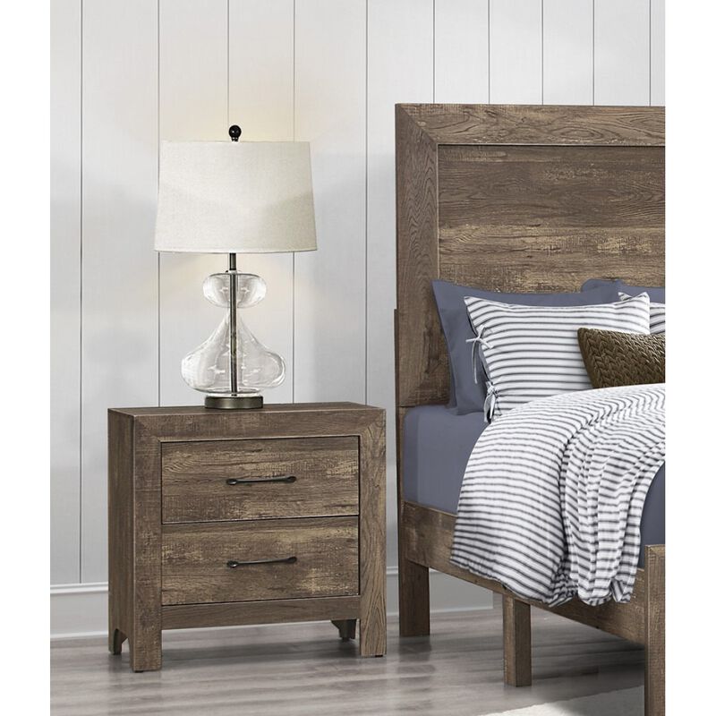 Streamdale 1-Drawer Rustic Nightstand with Black Hardware