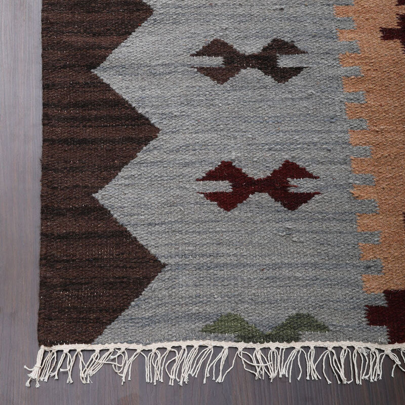 RUGSOTIC CARPETS HAND WOVEN FLAT WEAVE KILIM WOOL ECO-FRIENDLY AREA RUGS  - Rectangle Shape, Contemporary Modern Design, Low Pile Handmade Rugs for Living Room (D00137) image number 4
