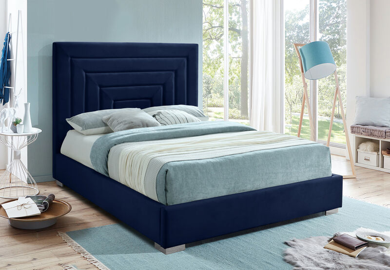 Meridian Furniture Nora Navy Velvet Queen Bed