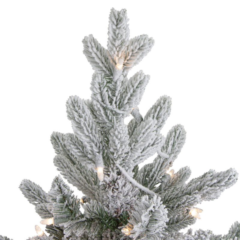 4' Pre-Lit Flocked Saratoga Spruce Artificial Christmas Tree in Pot - Clear Lights