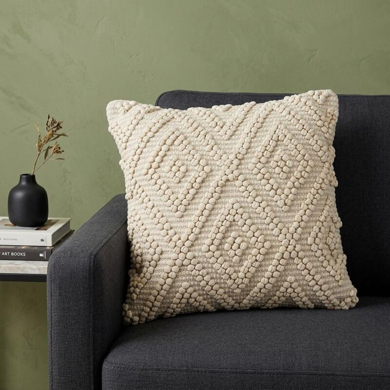 HomeRoots 20" Off White Geometric Cotton Throw Pillow image number 1
