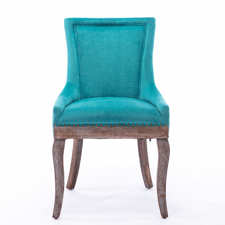 Whisen 2-Piece 22.8inch Upholstered Dining Chairs, Thickened Fabric Solid Wood Legs Bronze Nailhead for Kitchen Dining Room