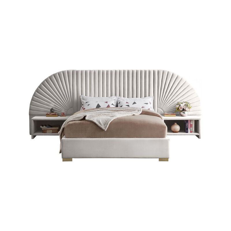 Meridian Furniture Cleo Cream Velvet King Bed