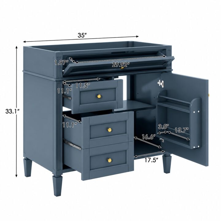 ELEMENT ACE 36 Inch Bathroom Vanity Without Top Sink, Freestanding Bathroom Storage Cabinet with 2 Drawers, Tip-Out Drawer, Adjustable Shelf and Solid Wood Frame