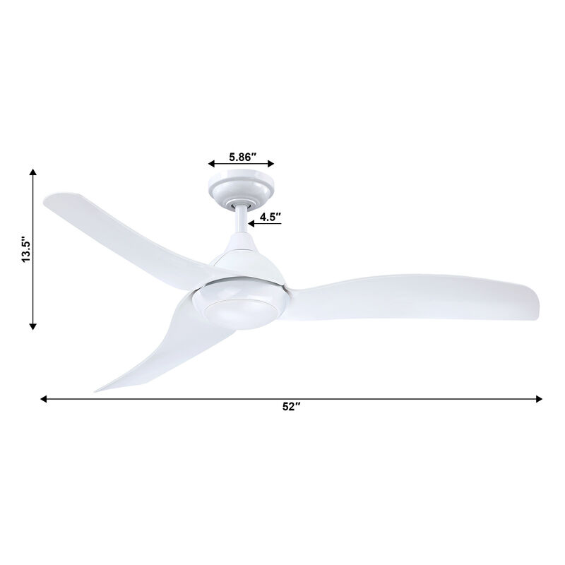 52 in. Modern Propeller Integrated LED White Ceiling Fan with Light and Remote
