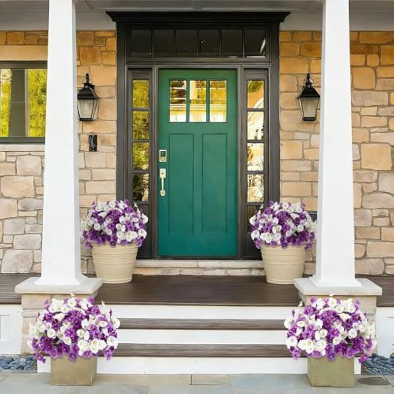 16 Bundle Purple Artificial Morning Glory Flowers UV Resistant Outdoor Garden image number 3