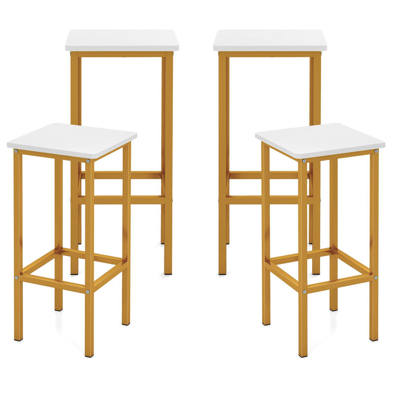 Set of 4 Bar Stool Set 26" Bar Chair with Metal Legs and Footrest