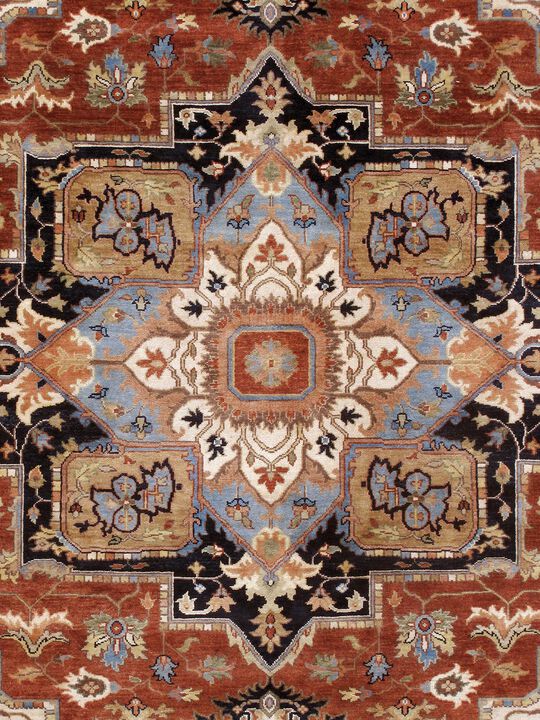 Pasargad Home Serapi Hand-Knotted Rust Wool Area Rug