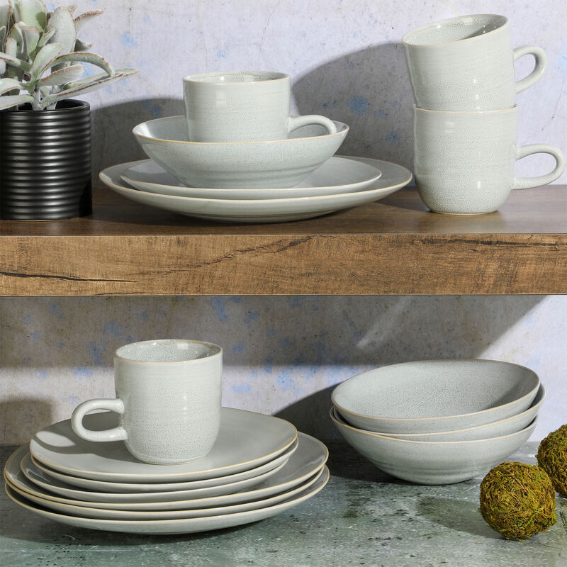 Laurie Gates Ravenna 16 Piece Round Stoneware Dinnerware Set in Grey