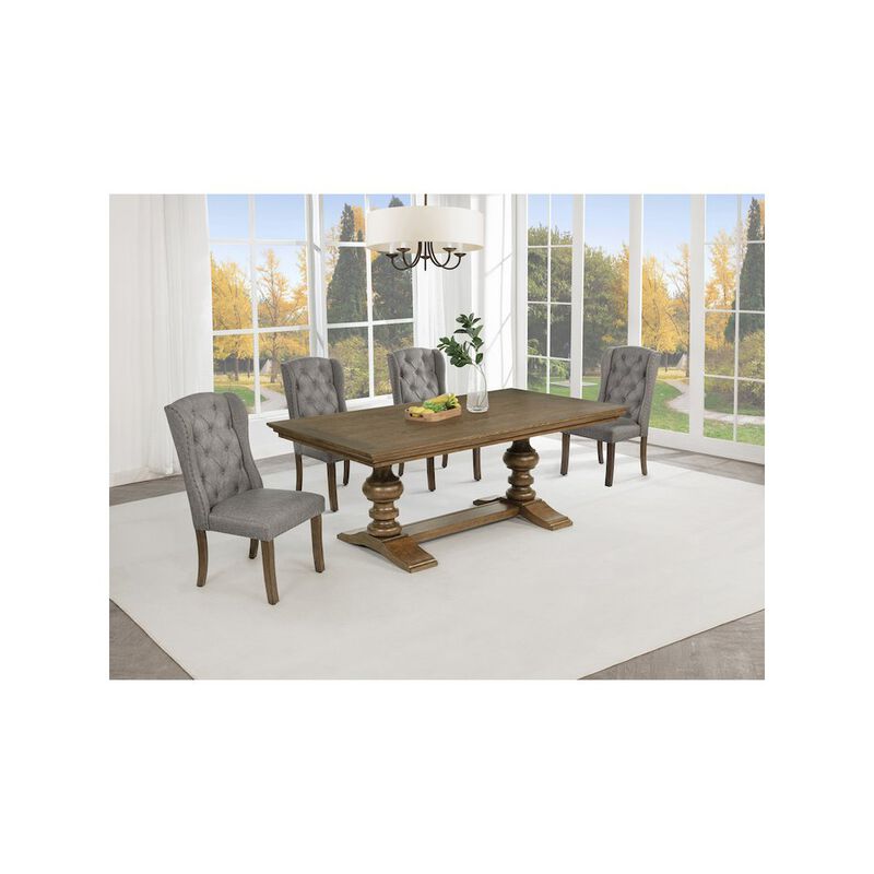Best Quality Furniture Dinging Set With 6 Dark Grey Side Chairs And One 72 Wood Dining Table