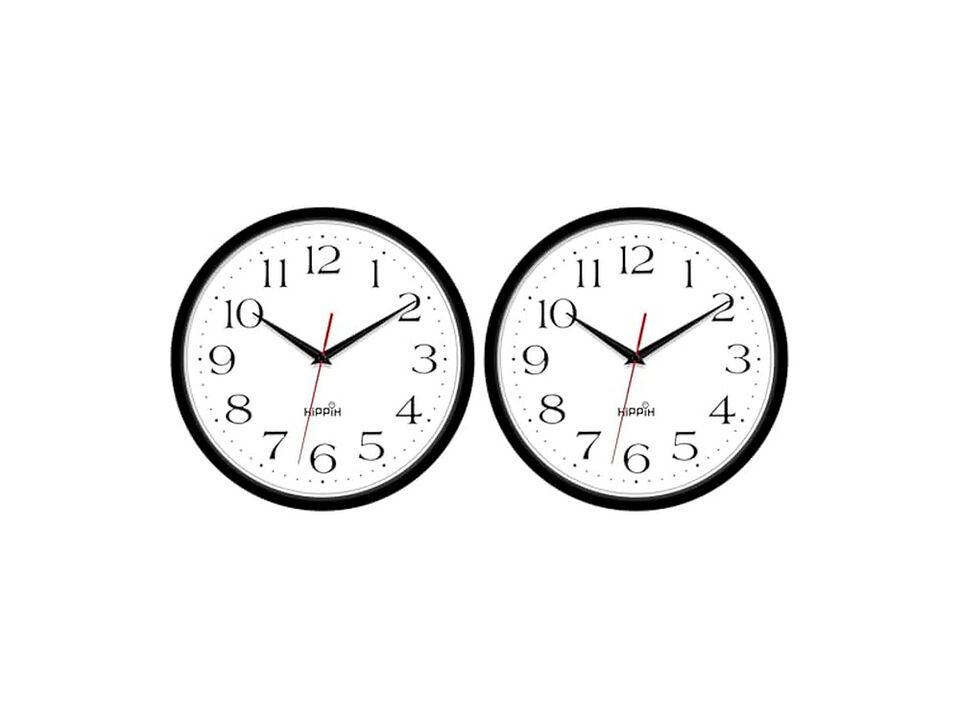 Pack Digital Sweep Black Wall Clock 10 Inch Silent Non Ticking Battery Operated