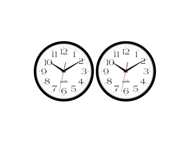 Pack Digital Sweep Black Wall Clock 10 Inch Silent Non Ticking Battery Operated image number 0