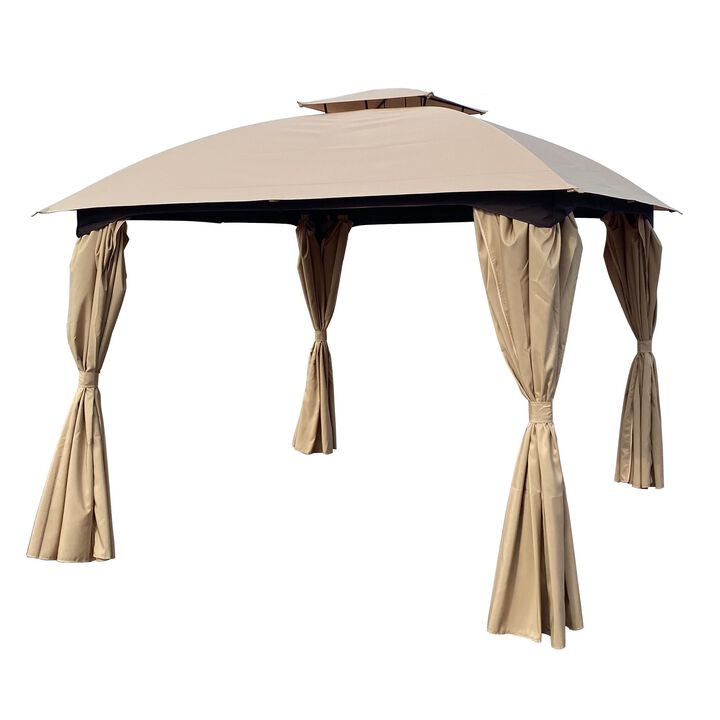10x10 Ft Outdoor Patio Garden Gazebo Canopy, Shading Tent with Curtains - Ideal for Outdoor Relaxation and Protection