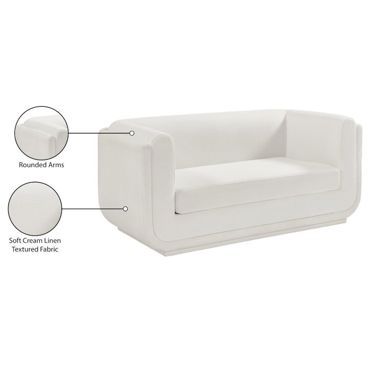 Meridian Furniture Kimora Cream Linen Textured Fabric Loveseat