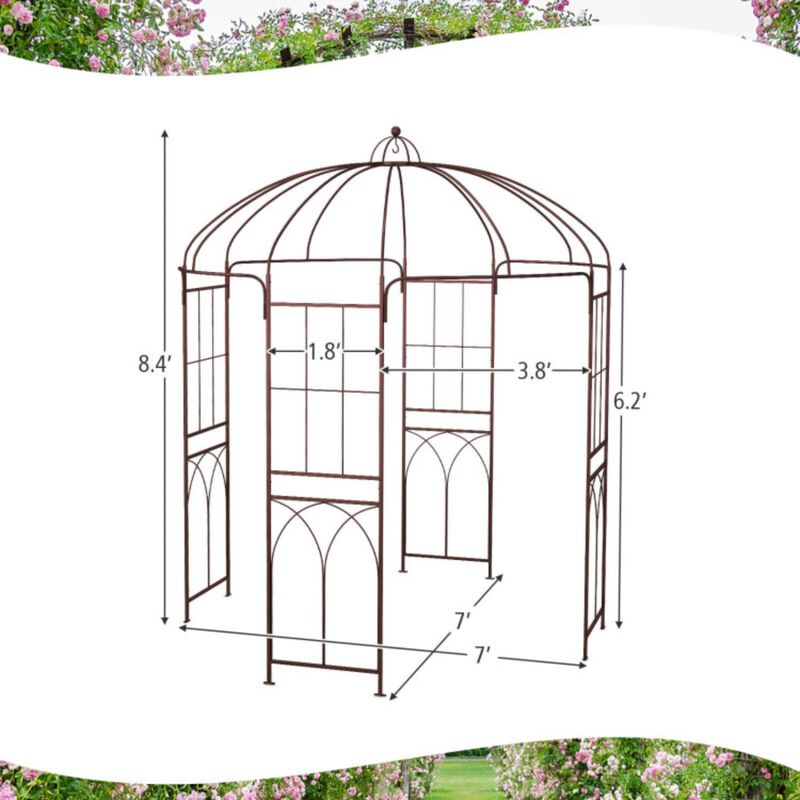 Hivvago 8.4 x 7 Feet Wide Birdcage Shape Garden Arbor