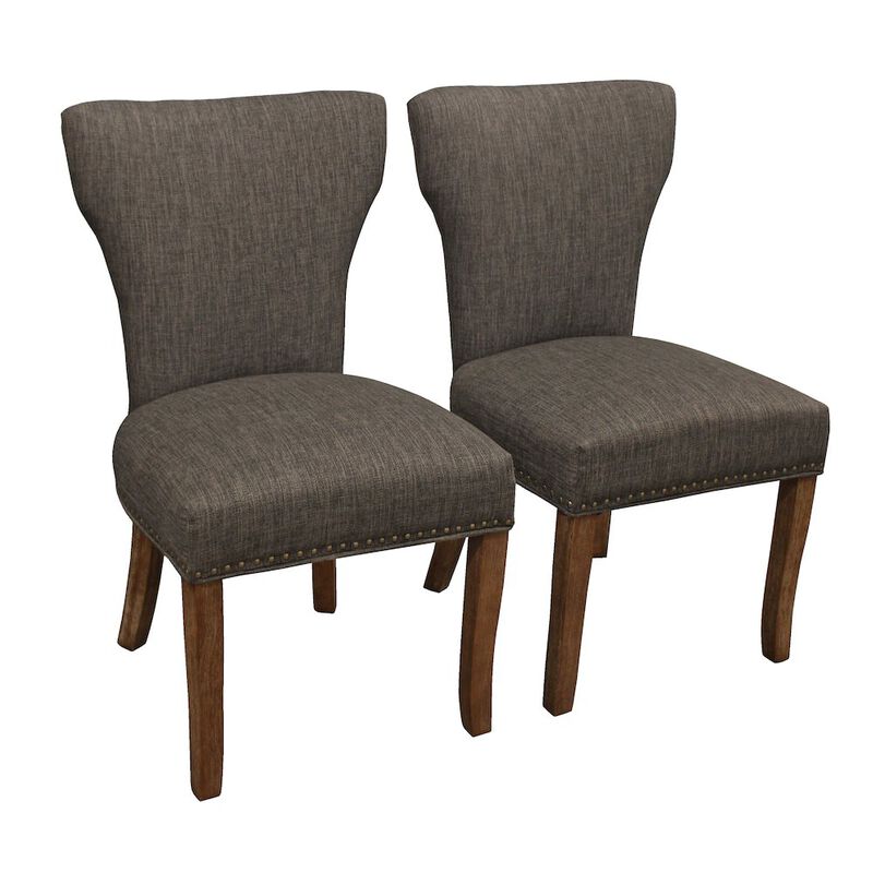 Alex Hamilton Transitional Jill Side Chair In Dark Gray Weave Fabric 2-Piece Set