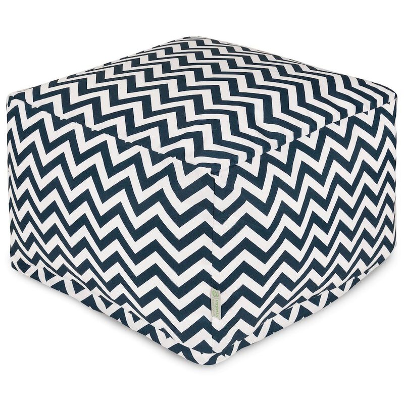 Majestic Home Goods Ottoman Pouf Chevron Navy