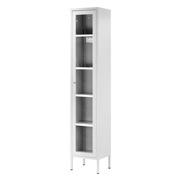 Glamour Home Avis 71-inch White Metal Cabinet with Clear Door