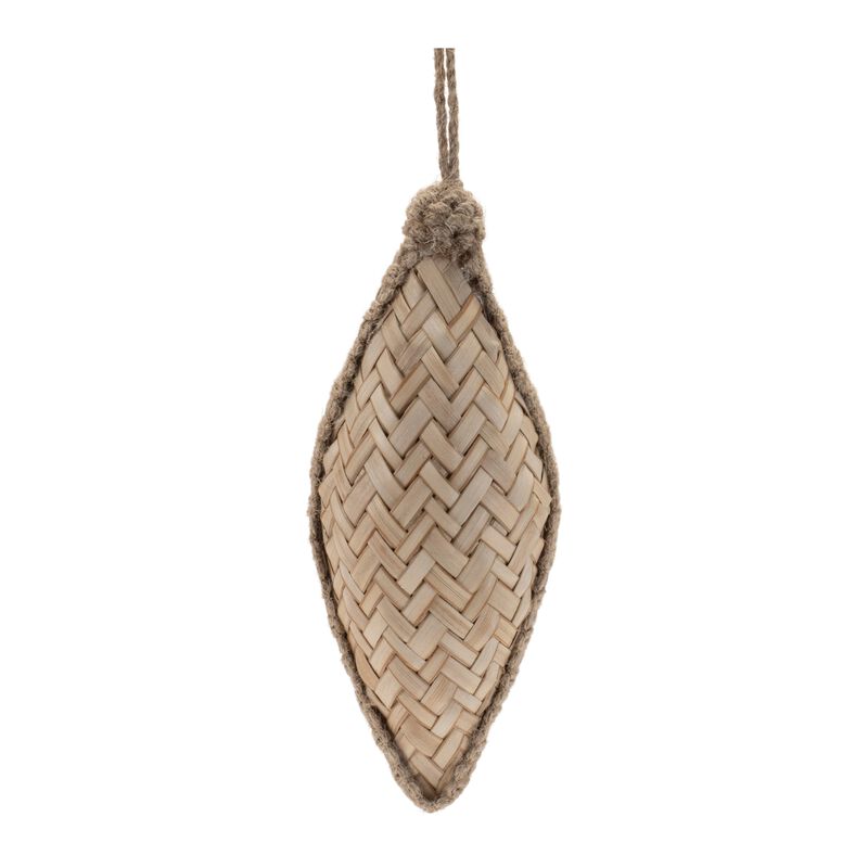 Set of 6 Natural Wicker Ornaments with Woven Texture for Seasonal Tree Decor