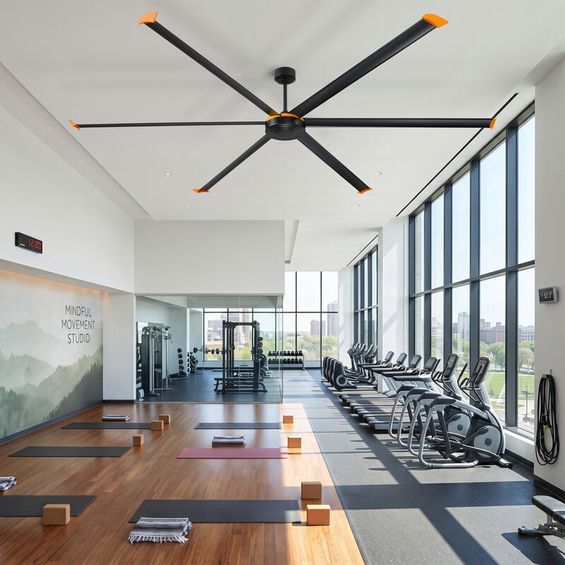 120" Modern Industrial Black Reversible DC Motor 6 Aluminum Blades Extra Large Ceiling Fan with Remote for Warehouse, garage, or Factory image number 2