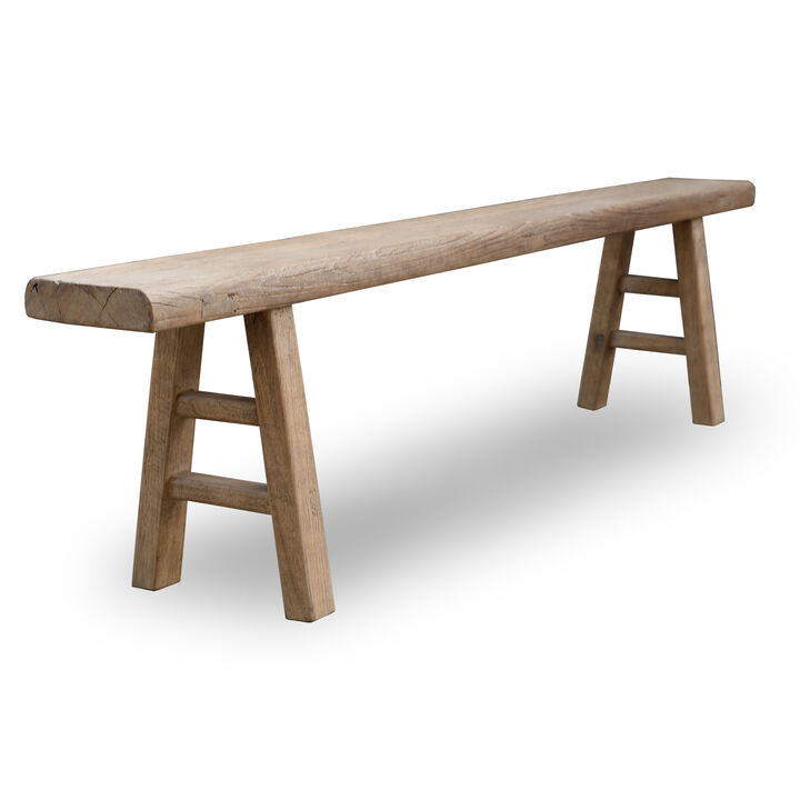 Vintage Solid Accent Bench in Natural Wood