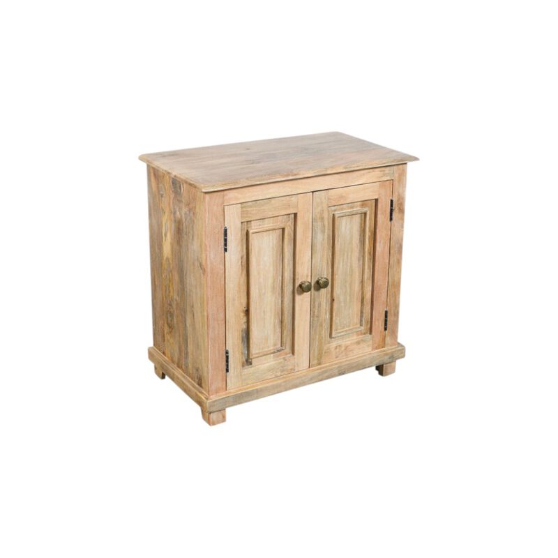 HomeRoots 28" Distressed Natural Solid Wood Nightstand With Storage image number 3