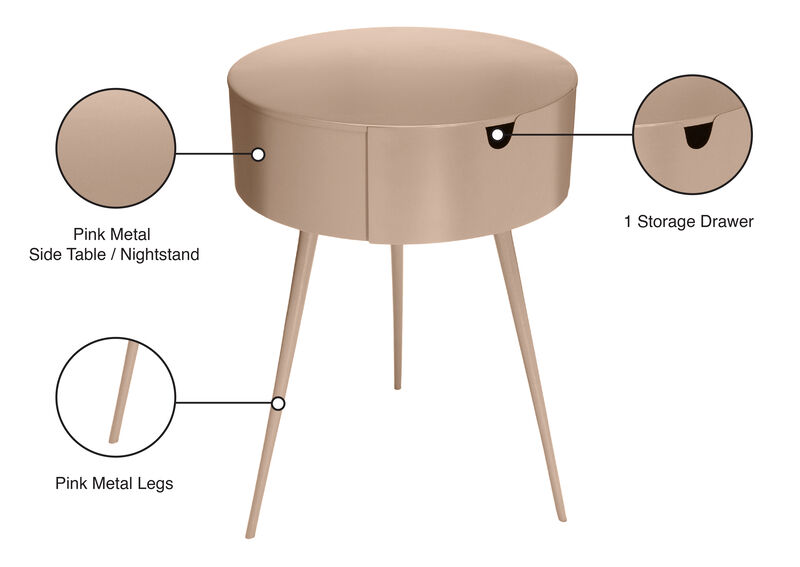 Meridian Furniture Bali Pink Night Stand image number 7