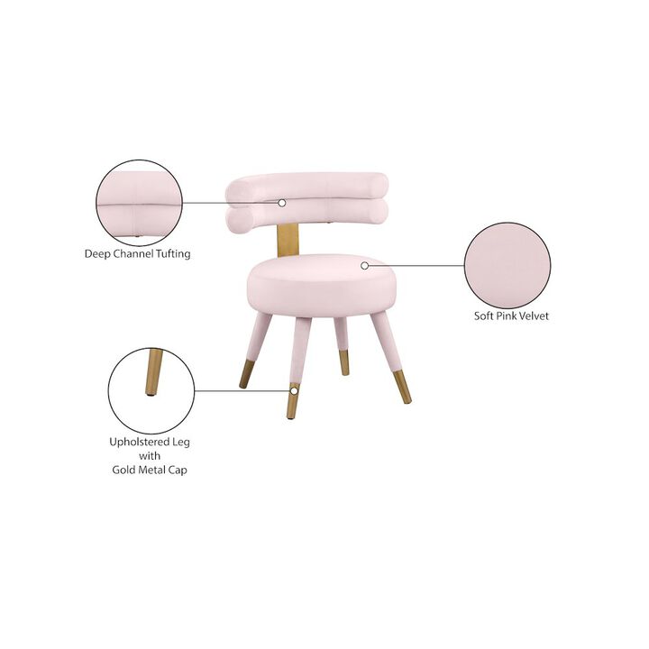 Meridian Furniture Fitzroy Pink Velvet Dining Chair, Set of 2