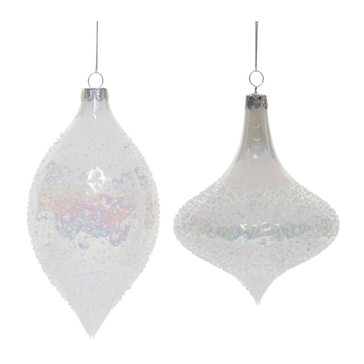 Holiday Iridescent Beaded Glass Onion Ornaments Set of 6 for Festive Display