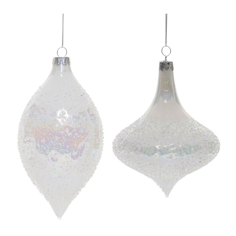 Holiday Iridescent Beaded Glass Onion Ornaments Set of 6 for Festive Display image number 1