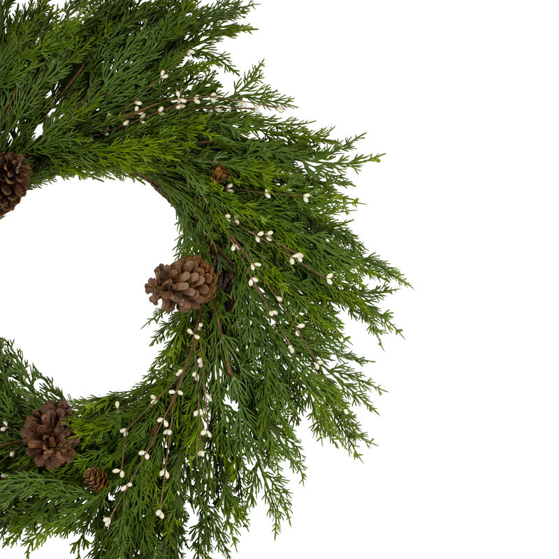 32" Cedar with Pine Cones and White Berries Artificial Christmas Wreath - Unlit